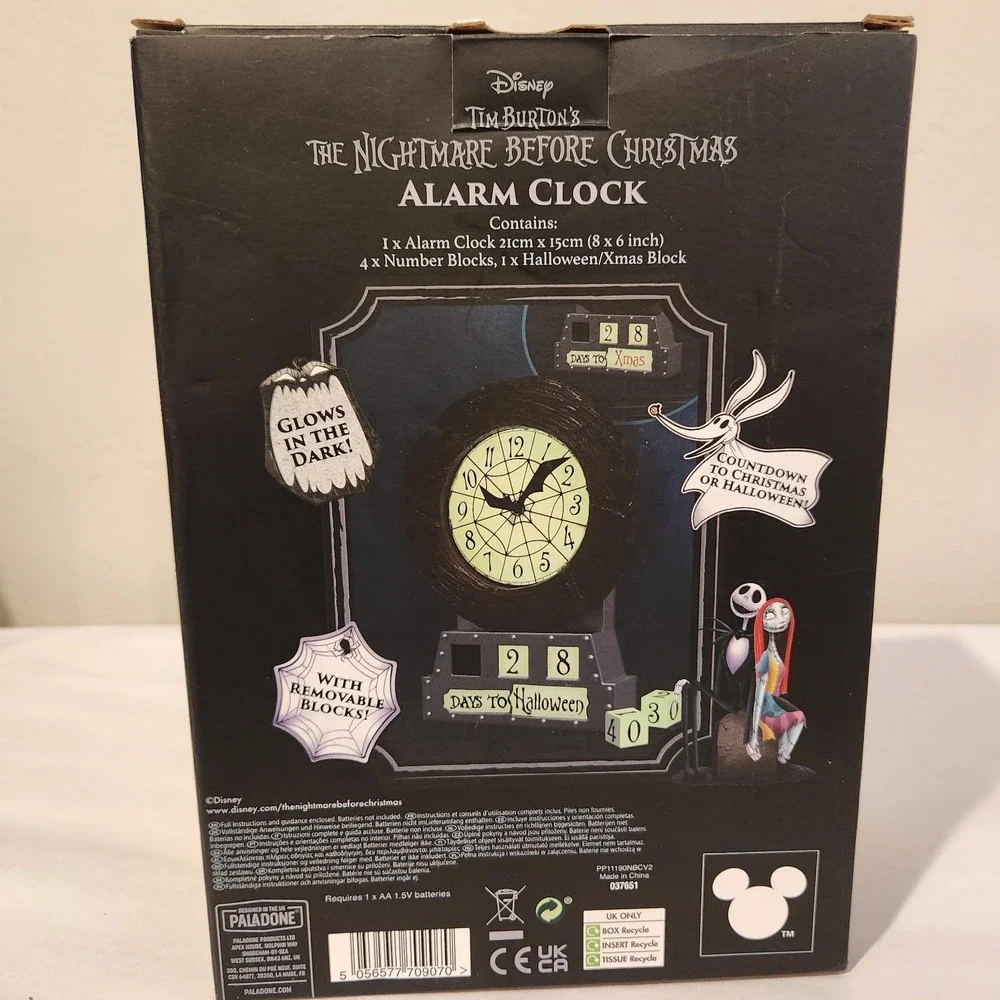 The Nightmare Before Christmas Countdown Alarm Clock - Glows In The Dark **NEW**